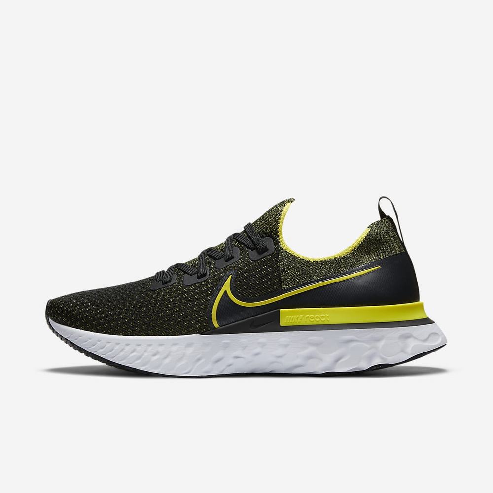 Chaussure De Running Nike React Infinity Run Flyknit Noir 9714-286 Black/White/Anthracite/Sonic Yellow Homme | YEP-59952132